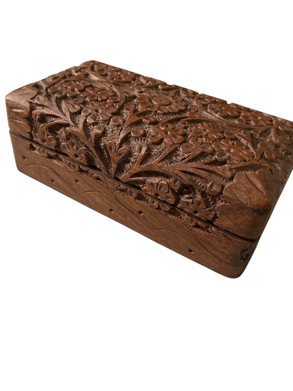 Vintage Hand Carved Wood Trinket/Jewelry Box